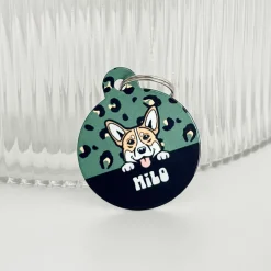 Cocopup Personalised Id Tags-Personalised Dog Cartoon ID Tag - Khaki Leopard