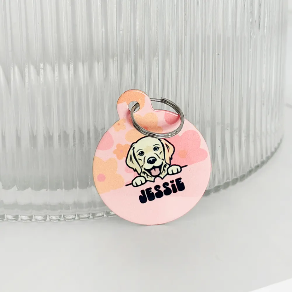 Cocopup Personalised Id Tags-Personalised Dog Cartoon ID Tag - Summer Bloom