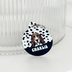 Cocopup Personalised Id Tags-Personalised Dog Cartoon ID Tag - Monochrome Spots