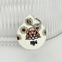 Cocopup Personalised Id Tags-Personalised Dog Cartoon ID Tag - Sunflowers