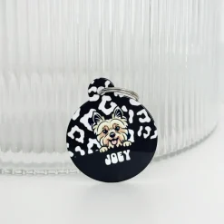 Cocopup Personalised Id Tags-Personalised Dog Cartoon ID Tag - Black Leopard