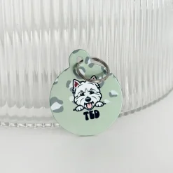 Cocopup Personalised Id Tags-Personalised Dog Cartoon ID Tag - Sage Leopard