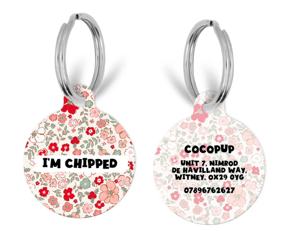 Cocopup Personalised Id Tags-Personalised Text ID Tag - Cute Flowers