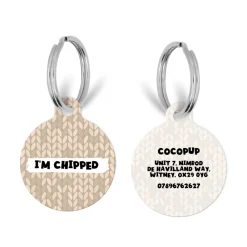 Cocopup Personalised Id Tags | Cat Id Tags-Personalised Text ID Tag - Cable Knit Toffee Pup Latte