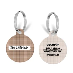 Cocopup Personalised Id Tags | Cat Id Tags-Personalised Text ID Tag - Pup Plaid