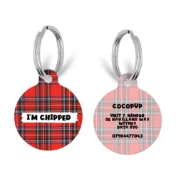 Cocopup Personalised Id Tags-Personalised Text ID Tag - Tartan