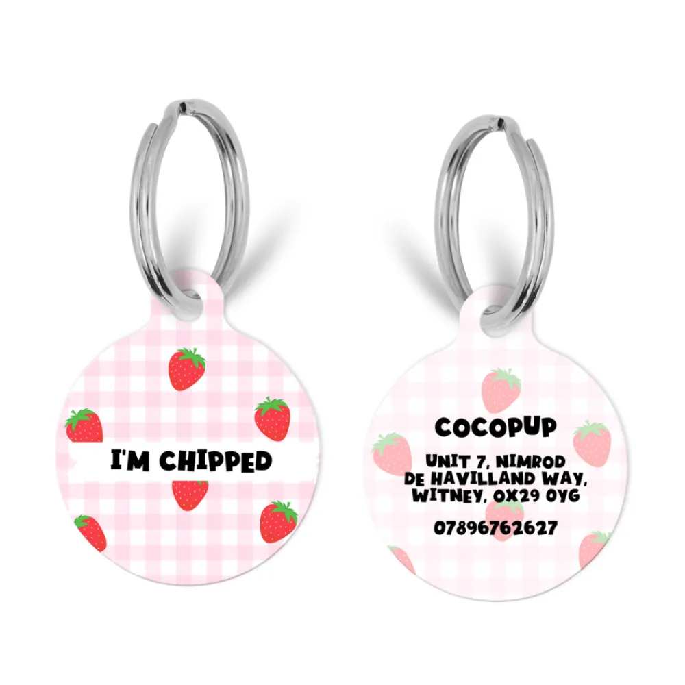 Cocopup Personalised Id Tags-Personalised Text ID Tag - Strawberry Picnic Pup