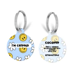 Cocopup Personalised Id Tags | Cat Id Tags-Personalised Text ID Tag - Smiley Pawty Tent