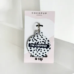Cocopup Personalised Id Tags-Personalised Text ID Tag - Monochrome Spots