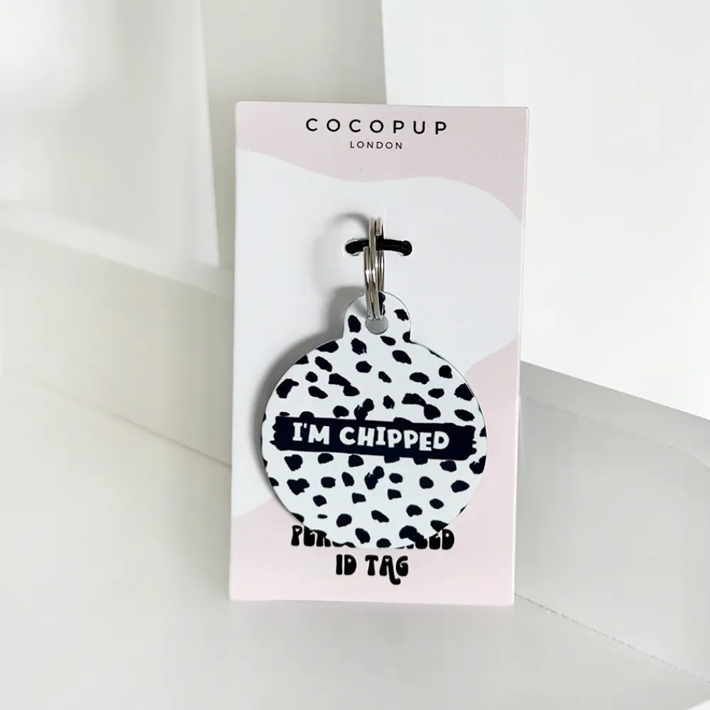 Cocopup Personalised Id Tags-Personalised Text ID Tag - Monochrome Spots
