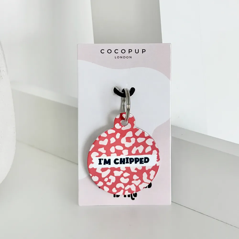 Cocopup Personalised Id Tags-Personalised Text ID Tag - Red and Pink Leopard