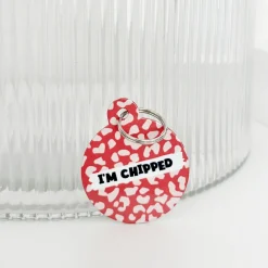 Cocopup Personalised Id Tags-Personalised Text ID Tag - Red and Pink Leopard