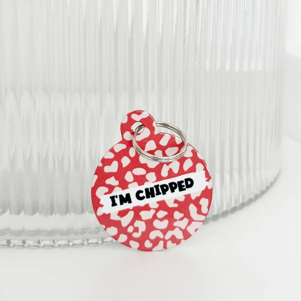 Cocopup Personalised Id Tags-Personalised Text ID Tag - Red and Pink Leopard