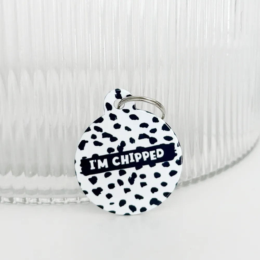 Cocopup Personalised Id Tags-Personalised Text ID Tag - Monochrome Spots