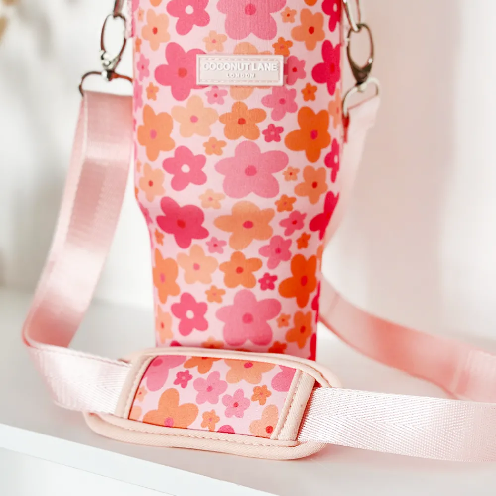 Cocopup Tumbler Carry Cases-Pink & Orange Bloom Tumbler Carry Case by Coconut Lane
