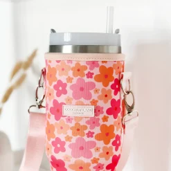 Cocopup Tumbler Carry Cases-Pink & Orange Bloom Tumbler Carry Case by Coconut Lane