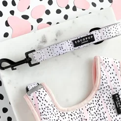 Cocopup Adjustable Harness Bundles-Pink Dalmatian Adjustable Neck Harness, Lead & Collar Bundle