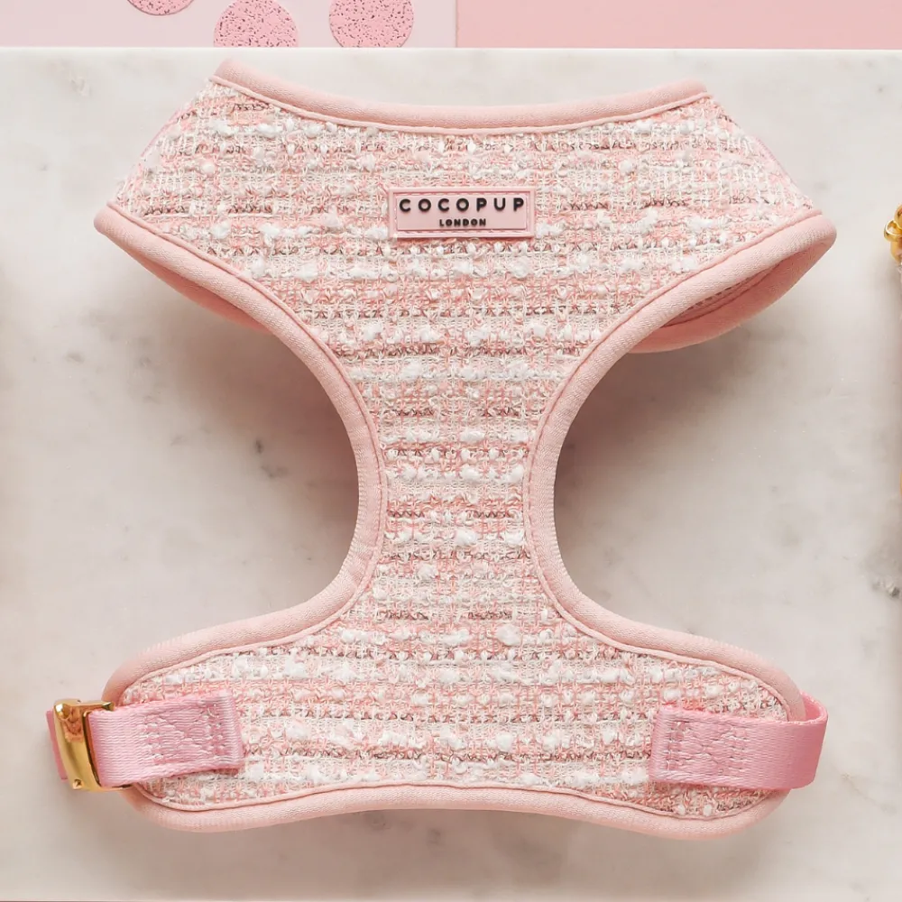 Cocopup Adjustable Neck Harnesses | Special Occassion Harnesses ✨-Pink Textured Tweed Adjustable Neck HARNESS