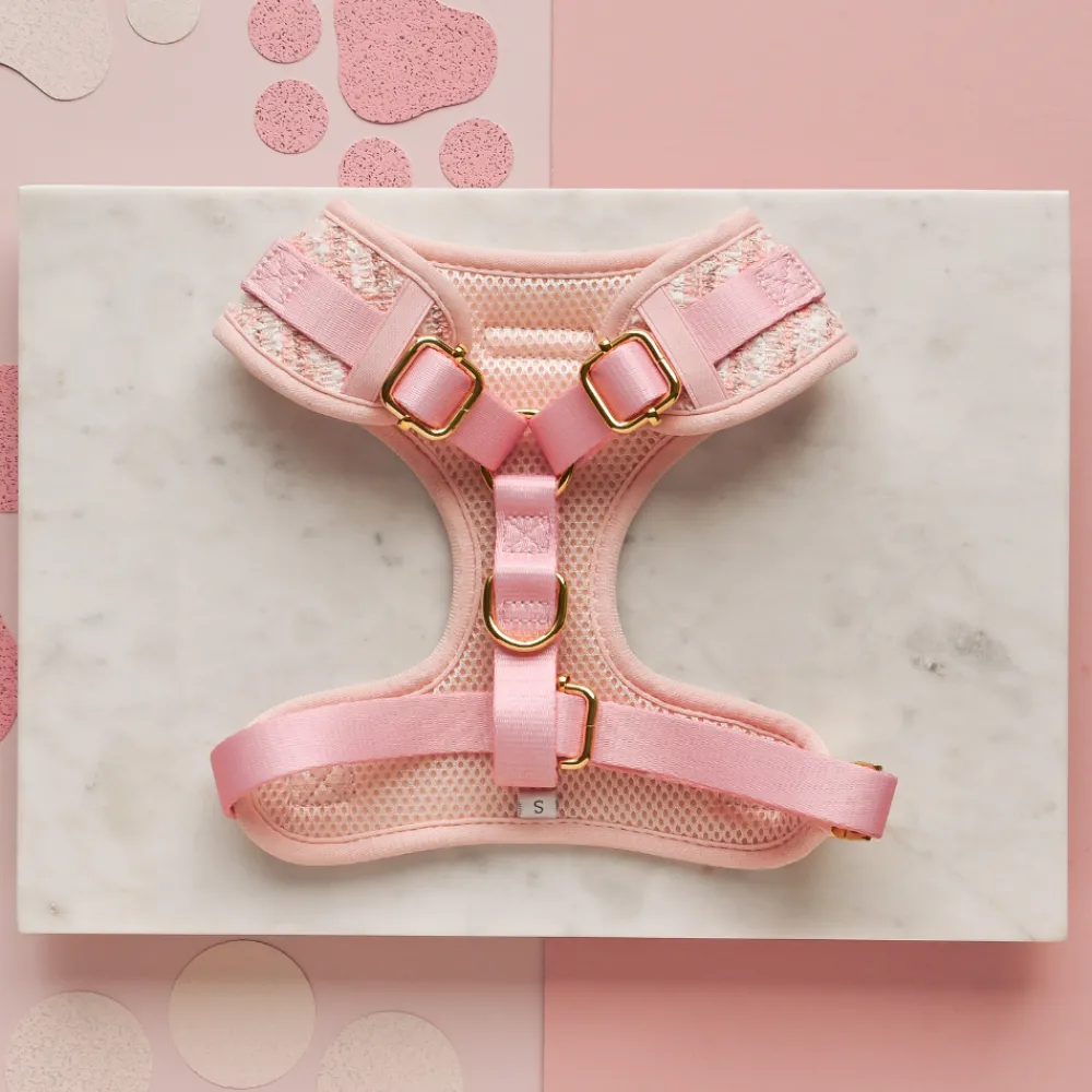 Cocopup Adjustable Neck Harnesses | Special Occassion Harnesses ✨-Pink Textured Tweed Adjustable Neck HARNESS