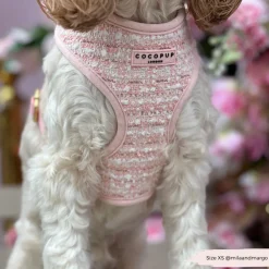 Cocopup Adjustable Neck Harnesses | Special Occassion Harnesses ✨-Pink Textured Tweed Adjustable Neck HARNESS