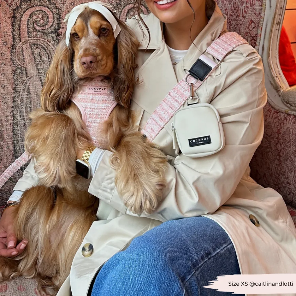 Cocopup Adjustable Neck Harnesses | Special Occassion Harnesses ✨-Pink Textured Tweed Adjustable Neck HARNESS