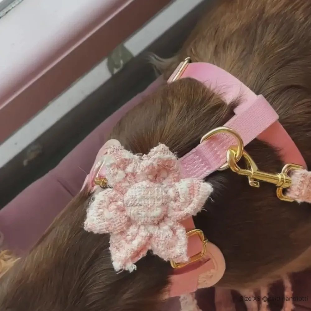 Cocopup Collar Flowers-Pink Textured Tweed Collar Flower