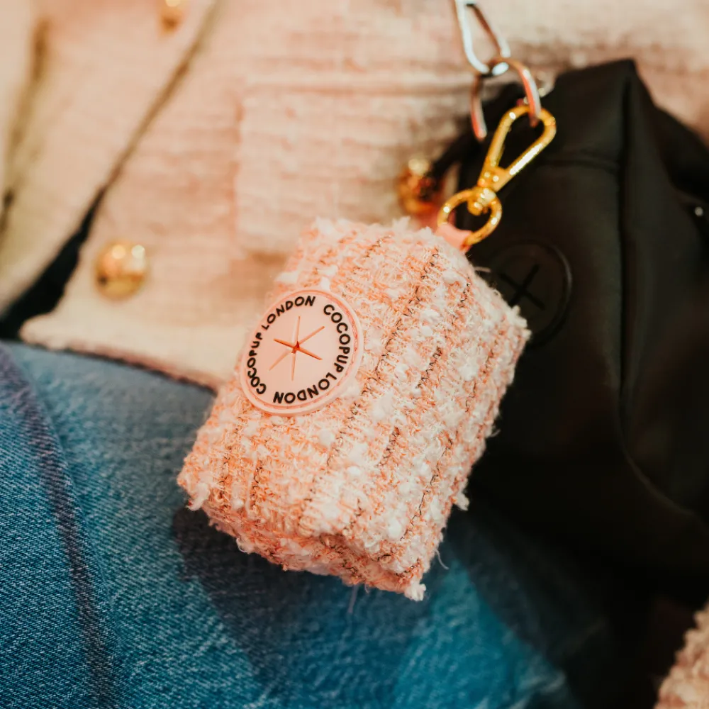 Cocopup Poop Bag Holders | Poop Bag Holders-Pink Textured Tweed Poop Bag Holder
