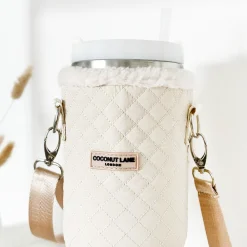 Cocopup Tumbler Carry Cases-Quilted Cream Tumbler Carry Case by Coconut Lane