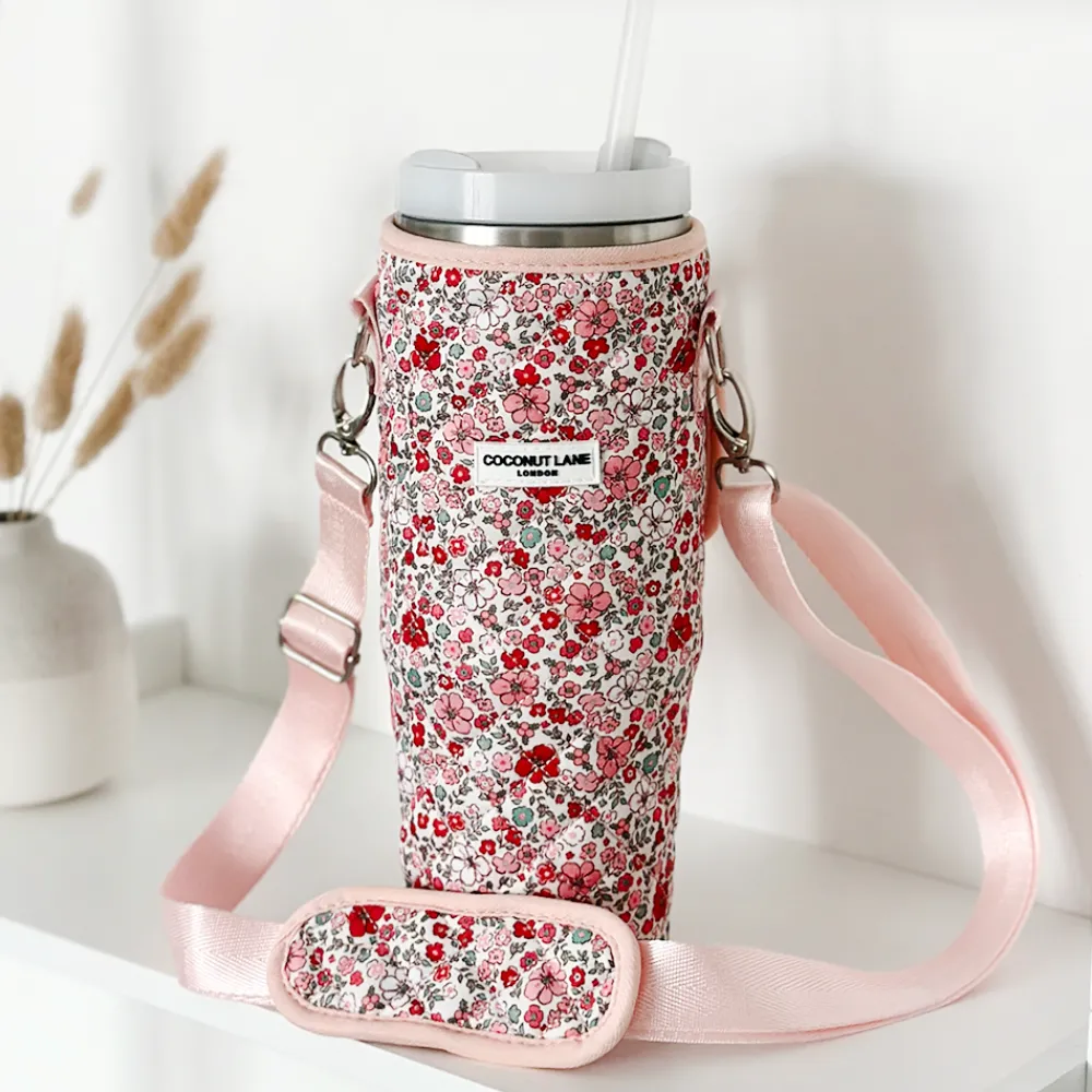 Cocopup Tumbler Carry Cases-Quilted Cute Flowers Tumbler Carry Case by Coconut Lane