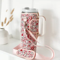 Cocopup Tumbler Carry Cases-Quilted Cute Flowers Tumbler Carry Case by Coconut Lane