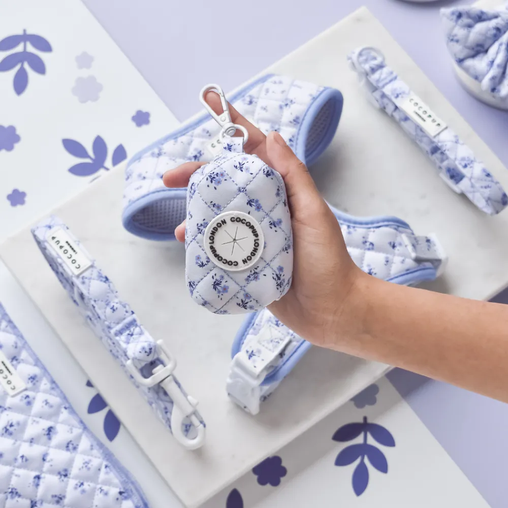 Cocopup Poop Bag Holders | Poop Bag Holders-Quilted Ditsy Floral Periwinkle Poop Bag Holder