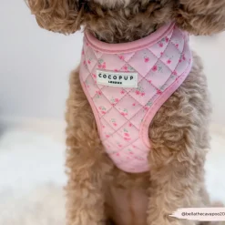 Cocopup Adjustable Harness Bundles-Quilted Ditsy Floral Pink Adjustable Neck Harness, Lead & Collar Bundle