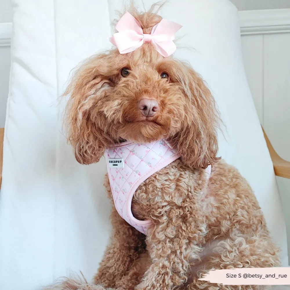 Cocopup Adjustable Neck Harnesses-Quilted Ditsy Floral Pink Adjustable Neck HARNESS