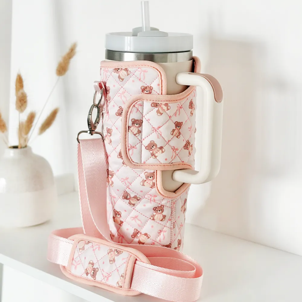 Cocopup Tumbler Carry Cases-Quilted Thea Teddy Tumbler Carry Case by Coconut Lan
