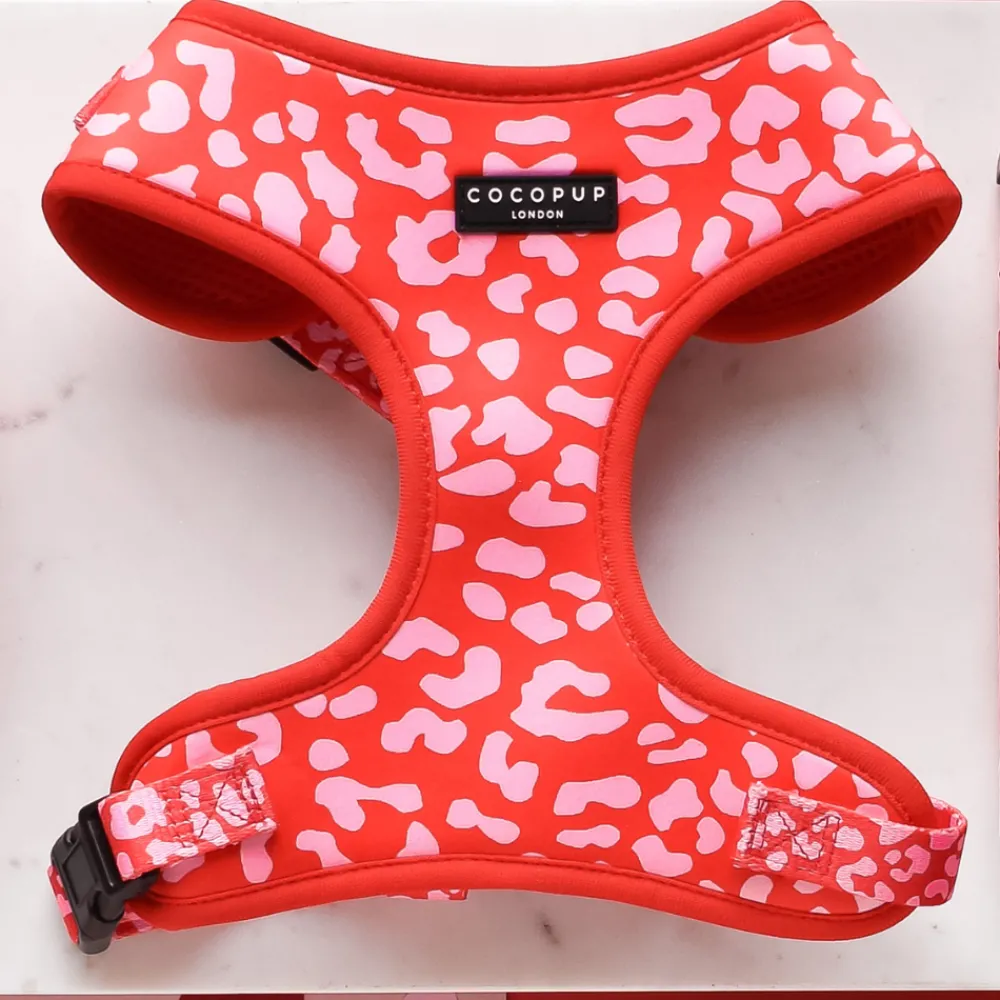 Cocopup Adjustable Neck Harnesses-Red & Pink Leopard Adjustable Neck HARNESS