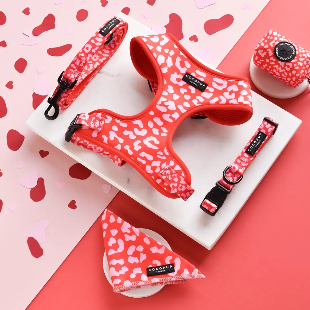 Cocopup Adjustable Neck Harnesses-Red & Pink Leopard Adjustable Neck HARNESS