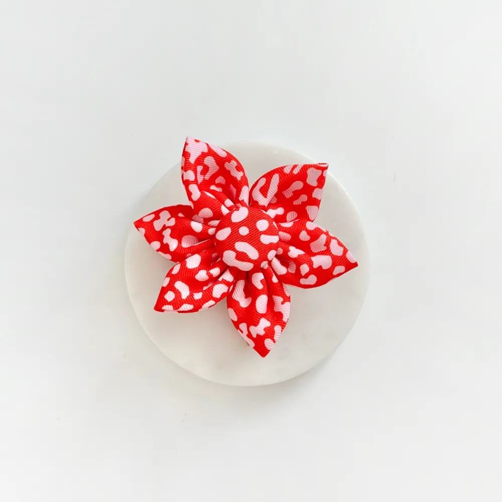 Cocopup Collar Flowers-Red & Pink Leopard Collar Flower