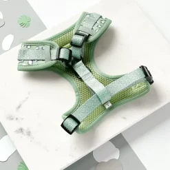 Cocopup Adjustable Harness Bundles-Sage Leopard Adjustable Neck Harness, Lead & Collar Bundle