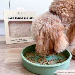 Cocopup Slow Feed Dog Bowls-Silicone Slow Feed Dog Bowl - Baby Pink Flowers
