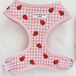 Cocopup Adjustable Harness Bundles-Strawberry Picnic Pup Adjustable Neck Harness, Lead & Collar Bundle