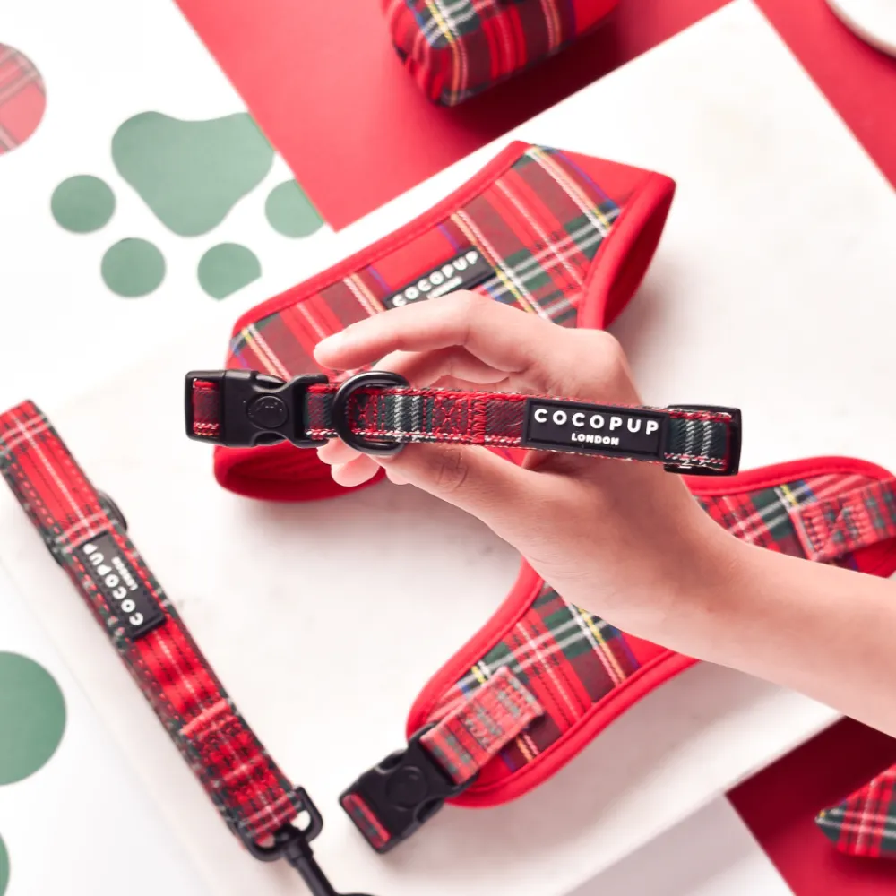 Cocopup Adjustable Harness Bundles-Tartan Adjustable Neck Harness, Lead & Collar Bundle