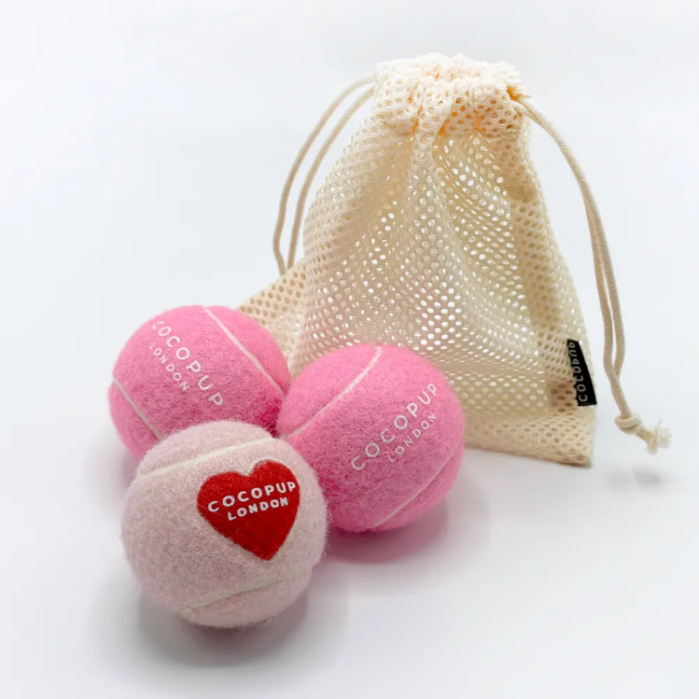 Cocopup Tennis Balls | Tennis Balls ðū-Tennis Ball BUNDLE - Pink & Red Heart, Playful Pink