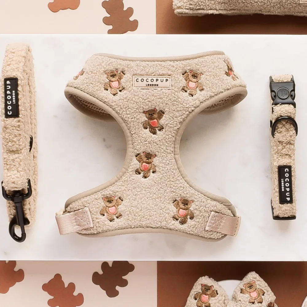 Cocopup Adjustable Harness Bundles-Theo Embroidered Teddy Adjustable Neck Harness, Lead & Collar Bundle