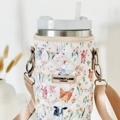 Cocopup Tumbler Carry Cases-Tumbler Carry Case - Quilted Farmyard Friends