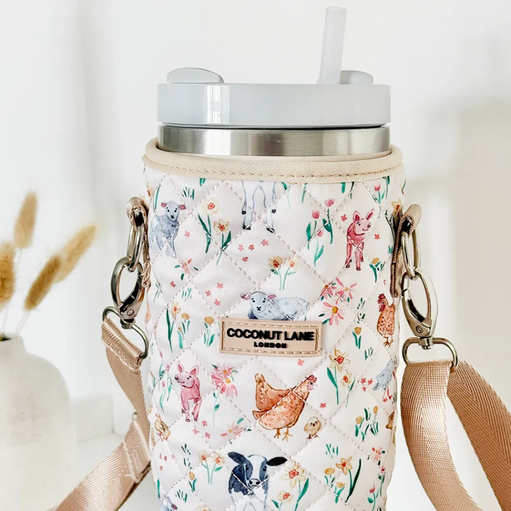 Cocopup Tumbler Carry Cases-Tumbler Carry Case - Quilted Farmyard Friends