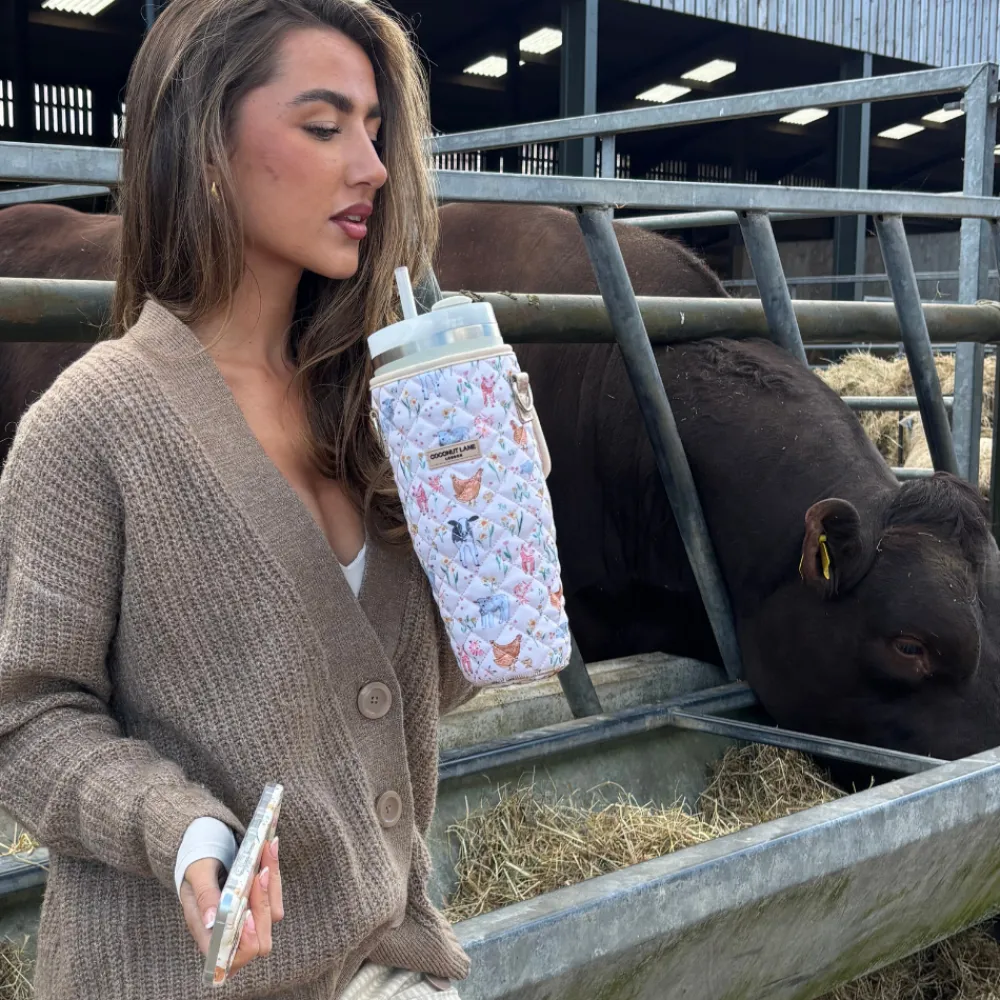 Cocopup Tumbler Carry Cases-Tumbler Carry Case - Quilted Farmyard Friends